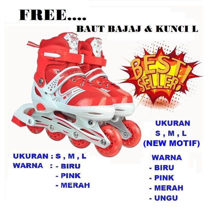 Sepatu Roda + Deker Pelindung Full Set / Inline Skate Anak
