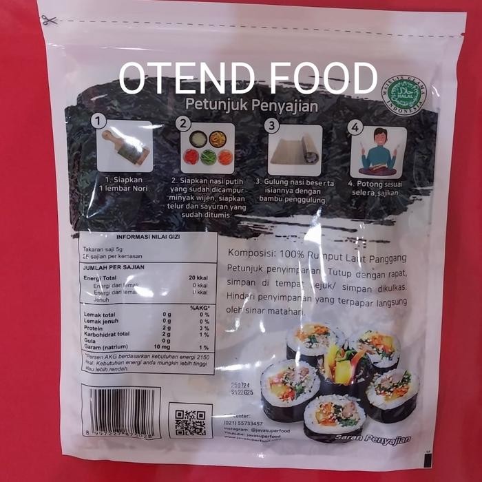 

Nori Sushi Nori Seaweed Roasted Rumput Laut 50 Lembar