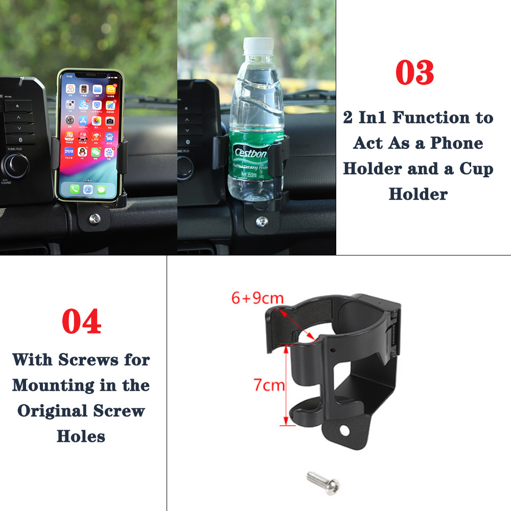 Phone Holder GPS Mount Bracket Drink Cup Holder for Suzuki Jimny 2019 2020 2021 2022 2023 Car