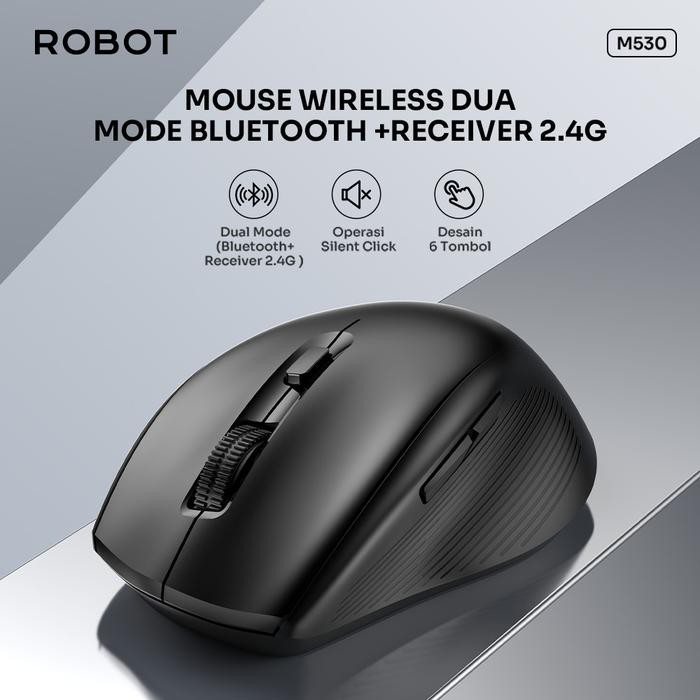 B2AG Robot M530 Mouse Dual Mode Wireless & Bluetooth Silent Click 1600Dpi Usb Receiver