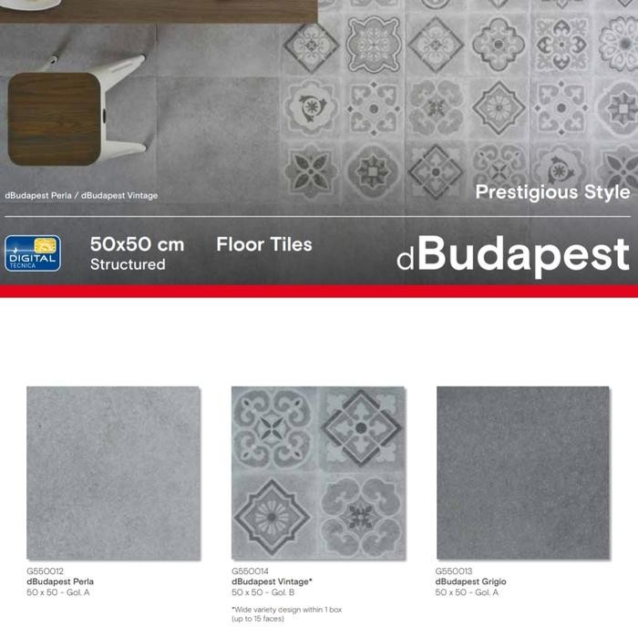 Keramik Roman 50x50 dBudapest Perla Vintage Grigio G550012 G550014 G550013 Budapest Floor Tiles