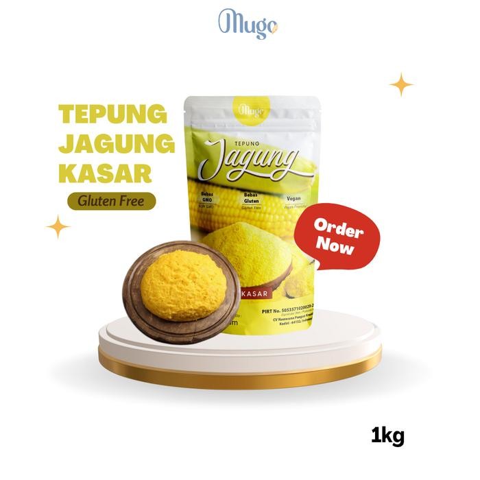 

(Rdm) - Mugo Tepung Jagung (Polenta Coarse) 1Kg Kemasan Ekonomis Non Gmo Lokal