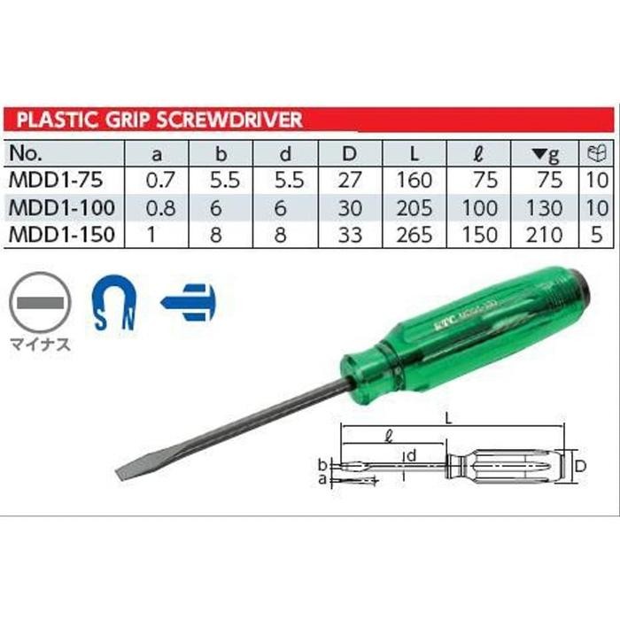 READY Obeng Gagang Plastic Minus KTC MDD1-100