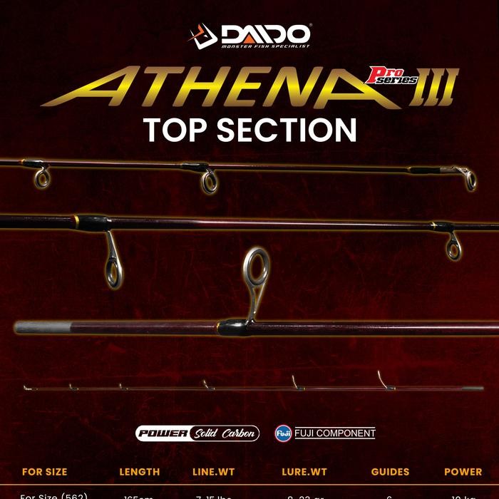 Ujung Joran Daido Athena Iii Carbon Solid Fuji 165Cm Dan 180Cm