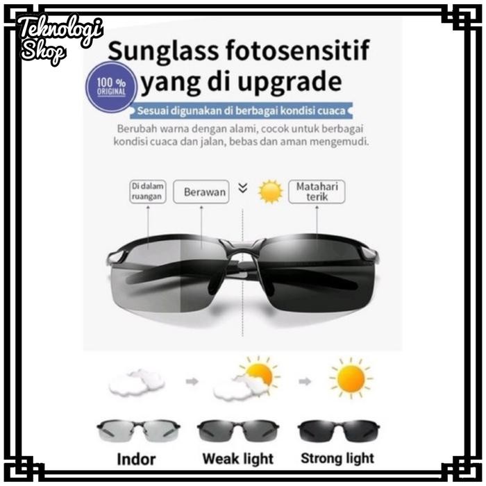 UV400 Kacamata Polarized Photocromic Siang Malam Auto