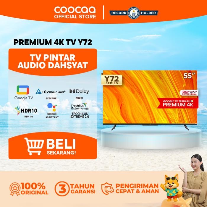 UZ6Z   [Google Tv] Coocaa 55 Inch Smart Led Tv - Flicker Free (Coocaa 55Y72)