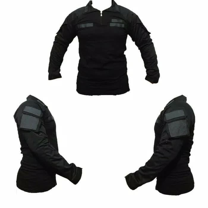 combat shirt hitam /baju bdu/tactical/army/kaos pria/combat shirt