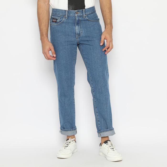 Papperdine 307 Indigo Loose Fit Selvedge Celana Panjang Jeans Pria