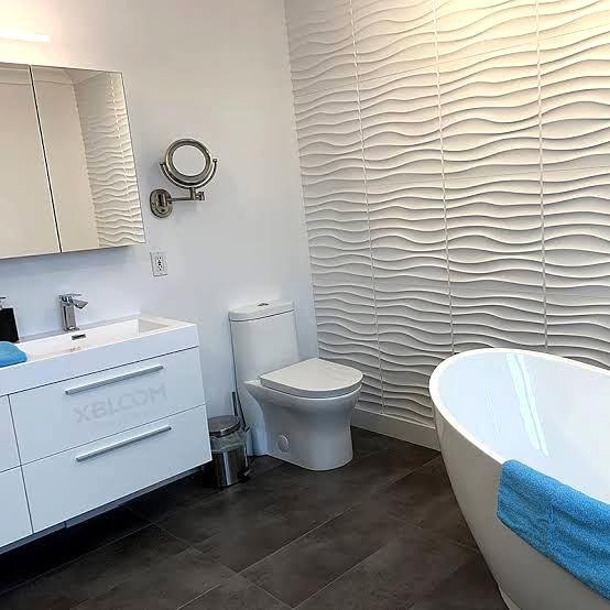 43K0  Wall Panel 3D Pvc Motif Timbul Waterproof Dekorasi Dinding Kamar Mandi