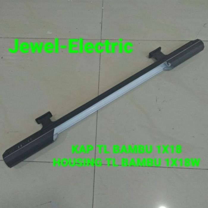 Gercep Kap Lampu Tl Bambu Sun 1X18/1X8W Housing Bambu Segi T8 Neon Led