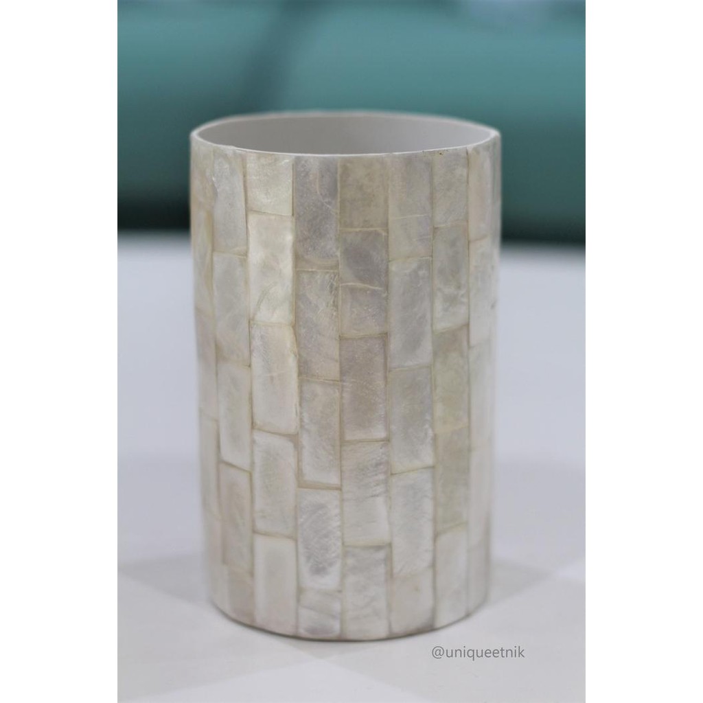 tempat pensil / wadah sisir / tempat sikat gigi putih silver cantik kode 311