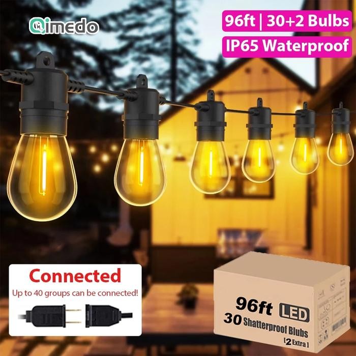 NEW 60 Meter 60 Lampu 1 Set Led Outdoor Fitting Lampu Tahan Air Kafe Dekorasi Lampu Hias Komplit