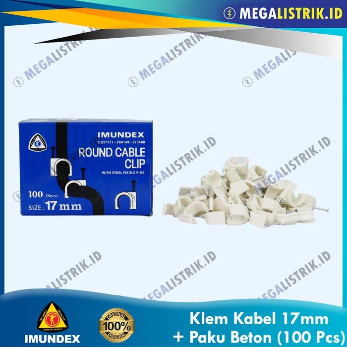 

Terlaris Imundex Klem Kabel 17mm + Paku Beton ( 100 Pcs ) / Klip Kabel / Round Cable Clip Ukuran 17 mm Per Pack Murah
