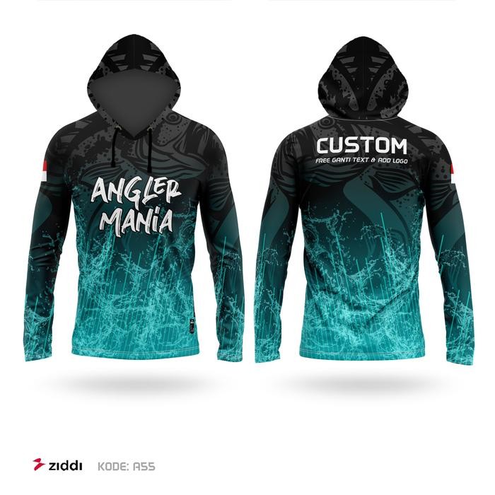 Jersey Hoodie Mancing Custom Angler Fishing Kupluk Dryfit Fullprint 55