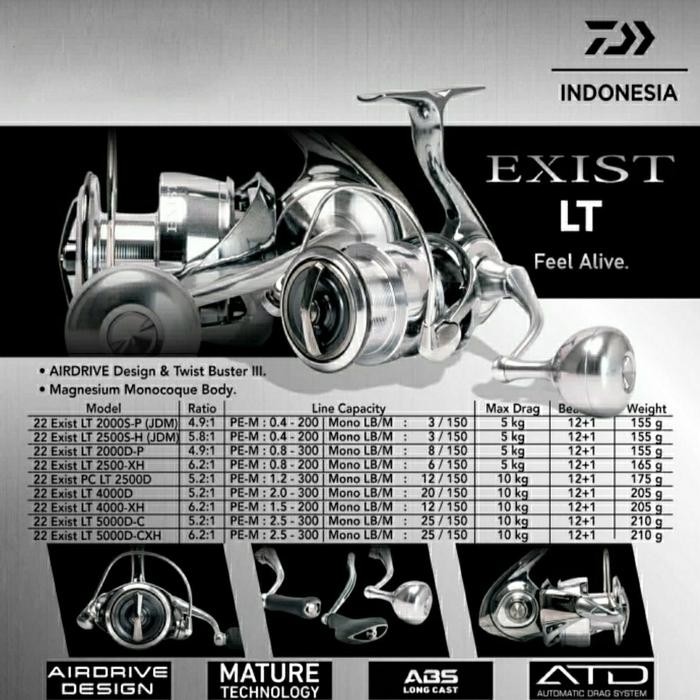 New Reel Daiwa Exist 22 - 2000 - 2500 - 4000 - 5000 - Original