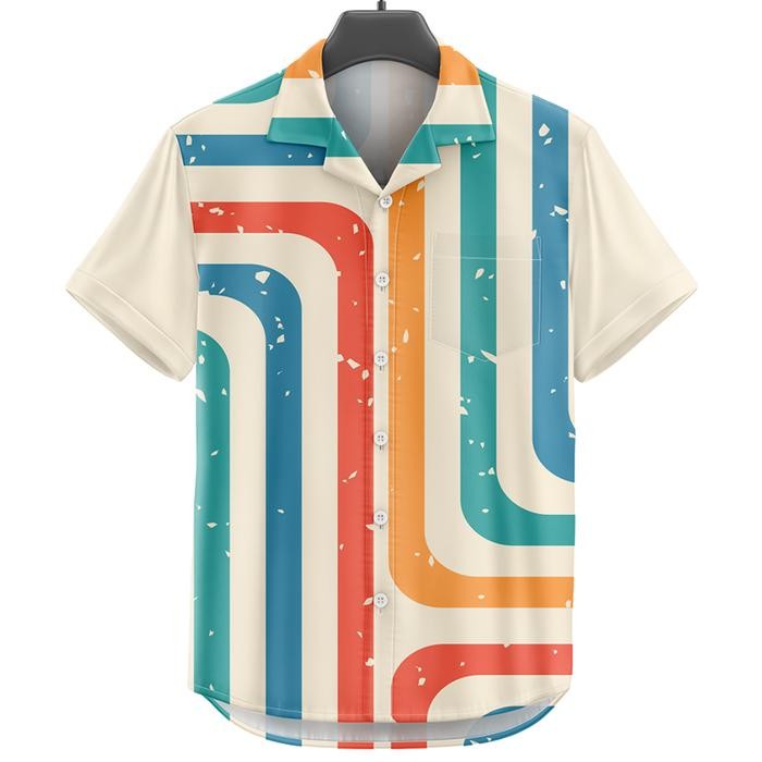 BAJU KEMEJA KEKINIAN PRIA WANITA DOWEAR MOTIF 655 RETRO STRIPES *