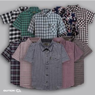 Guten Inc - Kemeja Flannel Casual Pria Lengan Pendek Guten Inc *