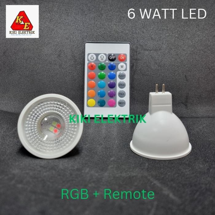 TERLARIS Lampu Sorot COB 6 Watt Fitting MR16 Tusuk RGB / Lampu Spot Light LED RGB Remote
