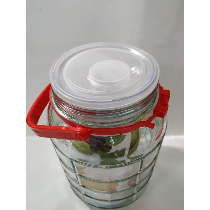 Grosir Toples Kaca Kedap Udara Dengan Handle 15 Liter - Merah Termurah