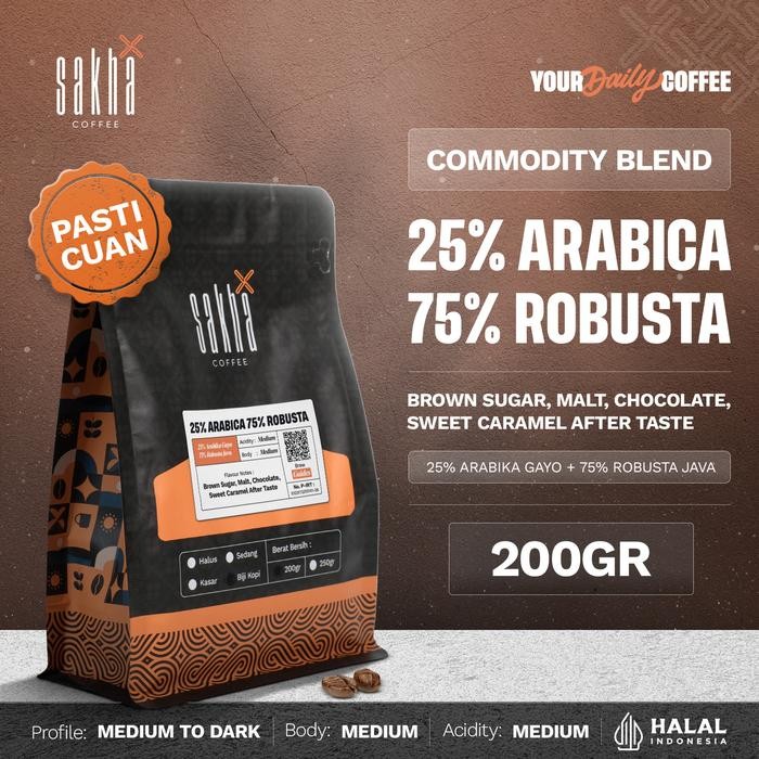 

Terlaris - Biji Kopi 25% Arabica Commercial 200Gr Espresso Blend By Sakha Coffee Roastery
