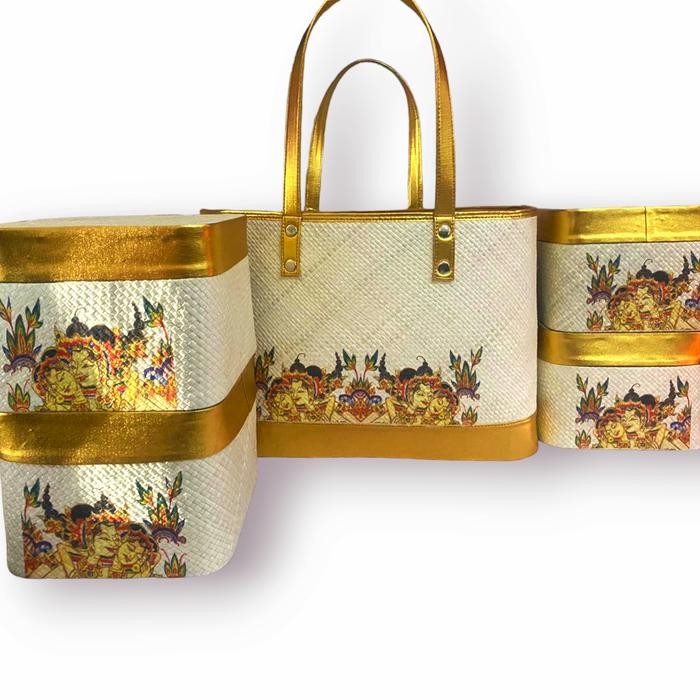 PREMIUM Set tas keben anyaman pandan isi 4