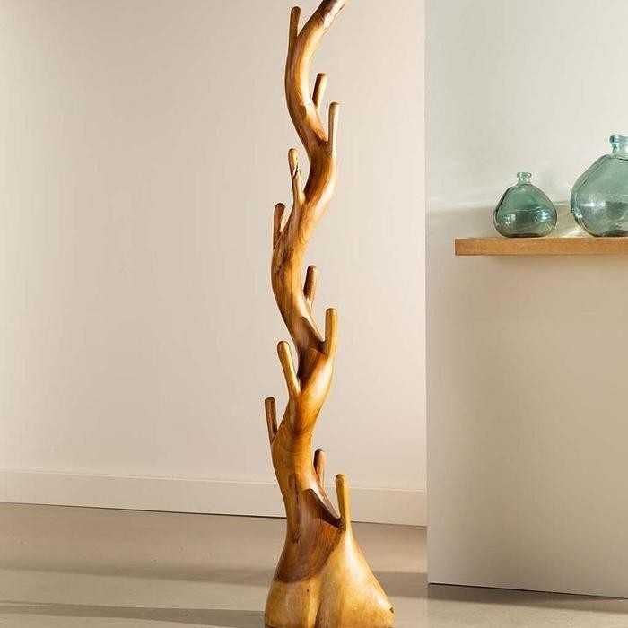 PREMIUM stand hanger kayu trembesi solid / single hanger / gantungan baju,tas