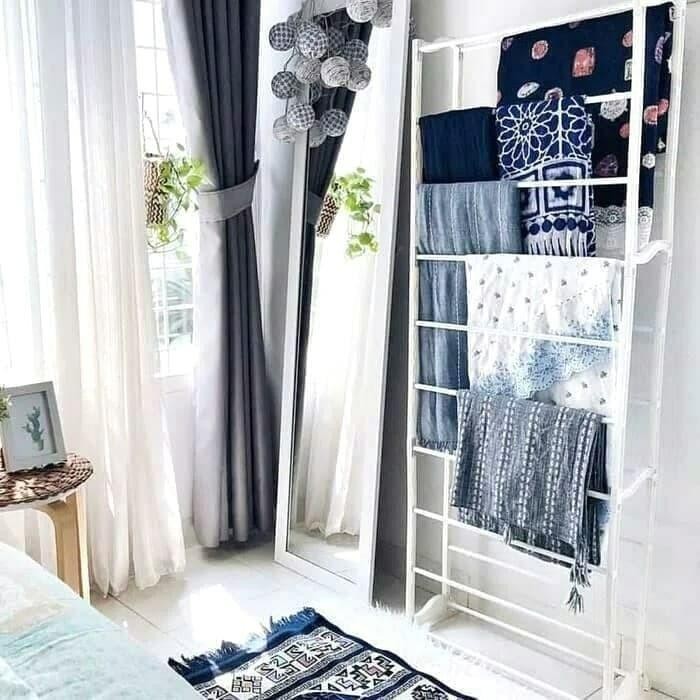 PREMIUM Ladder Hanger Besi Stand Rak Tangga Gantung Sajadah Mukena Hijab Baju