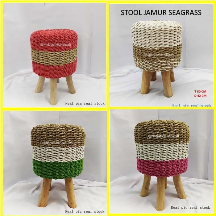 PREMIUM kursi jamur stool anyaman seagrass
