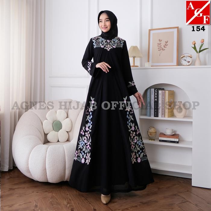 (Expert) Agnes Hijab - Azura Dress Gamis Putih Terbaru Dewasa Simple Elegan Mewah Abaya Syari Ceruty
