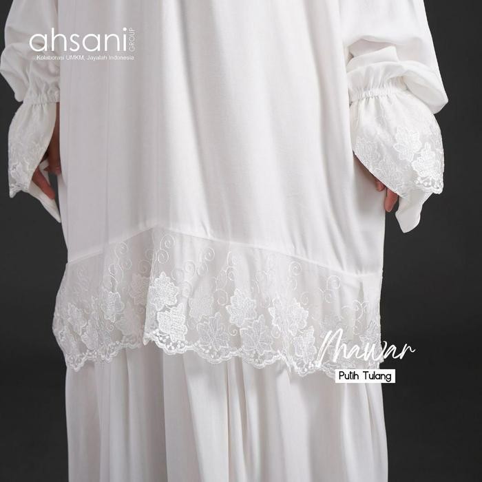 (Expert) Mukena Terusan Dewasa Ahsani Mawar A20 Rayon Twill Premium Jumbo Putih