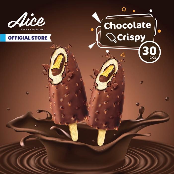 

OR6T Aice Ice Cream Chocolate Crispy Es Krim (1 Karton = Isi 30 Pcs) Eskrim