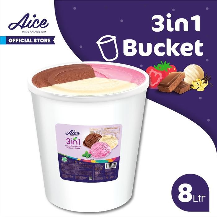 

OR6T Aice 3In1 Bucket 8L - Es Krim Rasa Strawberry Vanila Coklat 8 Liter