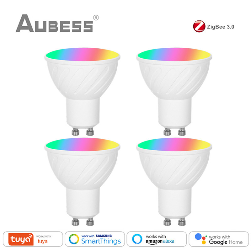 Tuya Zigbee 3.0 Smart Bulb RGBCW GU10 5W Smart Home Led Lamp Light