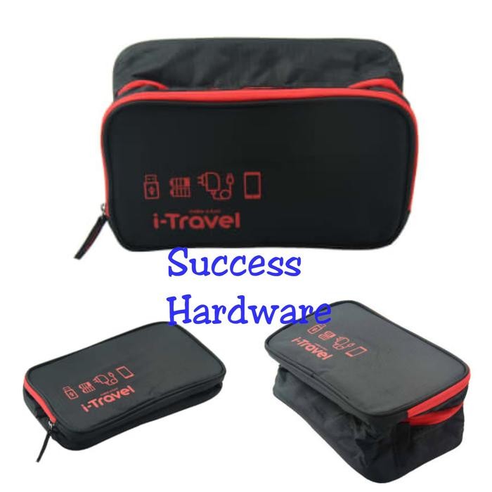 PREMIUM I-TRAVEL TAS ORGANIZER PERALATAN ELEKTRONIK - HITAM