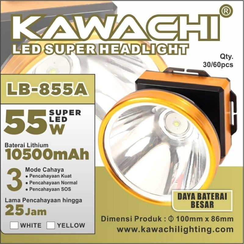 Senter Kepala SOS Kawachi Super LED 55 Watt LB-855A Ori