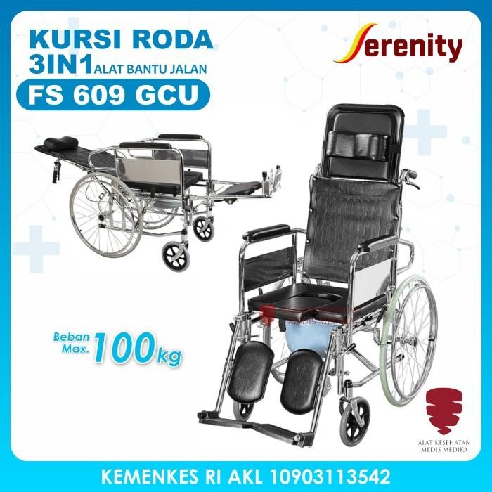 TERBARU Serenity FS609GCU Kursi Roda 3in1 Wheel Chair Tidur Duduk BAB 3 in 1