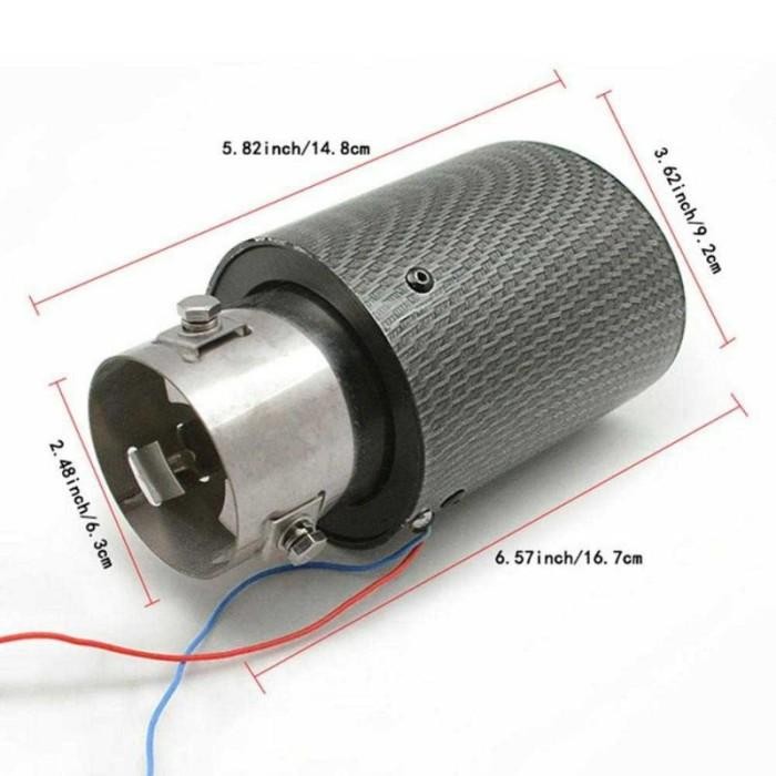 Muffler Knalpot Mobil Ujung Pipa Lampu Led Carbon Universal 2 Warna