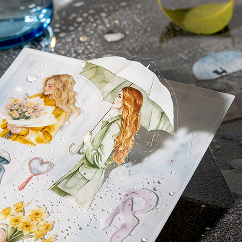 

12Sheets/bag After the rain Qingning series PET die-cut sticker book stationery stickers DIY