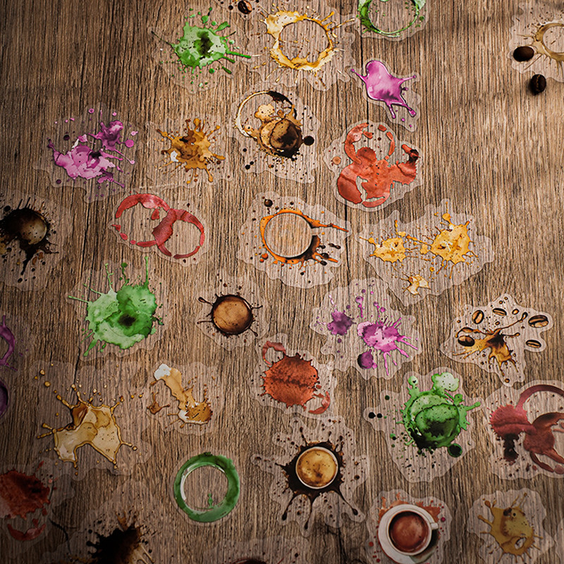 

60pcs Coffee Colour Series Coffee Stain Ink Stickers DIY Handbook Collage Teacup Phone Case