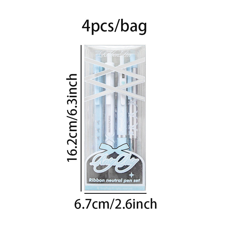 

2Style 4pcs/box Straps gel pens 0.5mm/0.38mm Ribbon Salt-based High-value Student Writing Pens