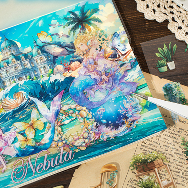 

20Pcs/book Collage Pieces PET Light Vintage Double Translucent Sticker Book Creative