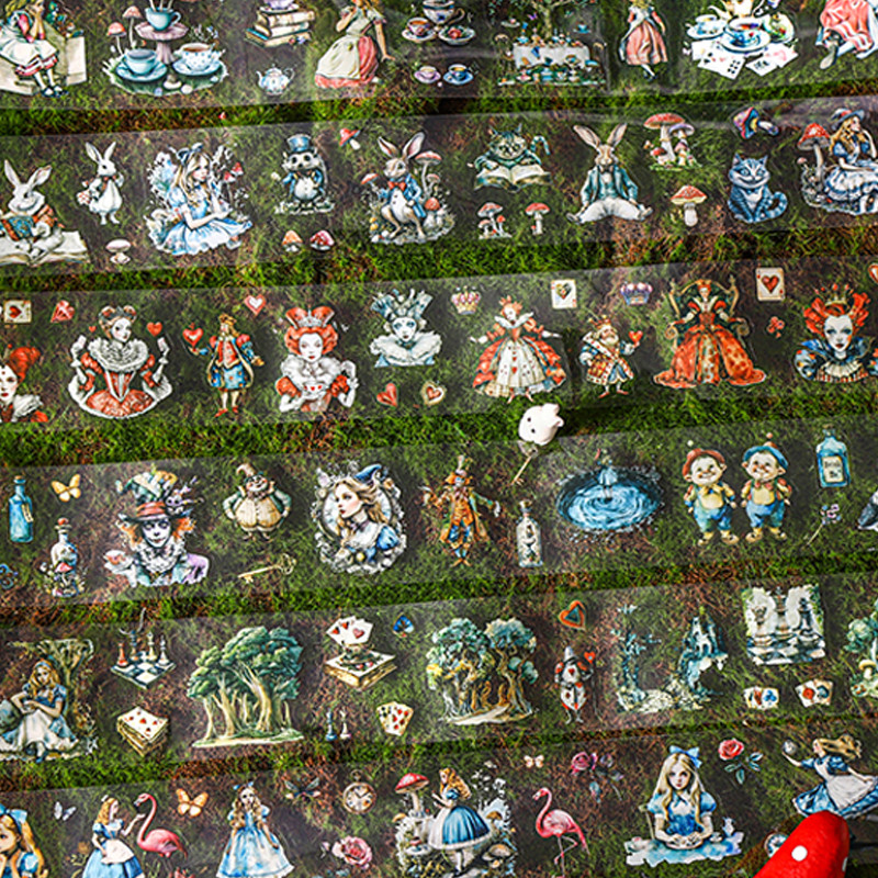 

3rolls Alice's Tea Tale Room Series Fantasy Theme Die-cut Tape DIY Handbook Material