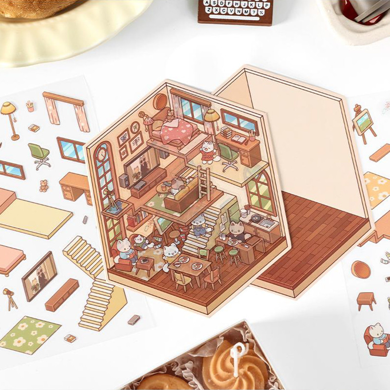 

4Style 3Pcs/bag Today's business in the second series of large size aquascape stickers DIY