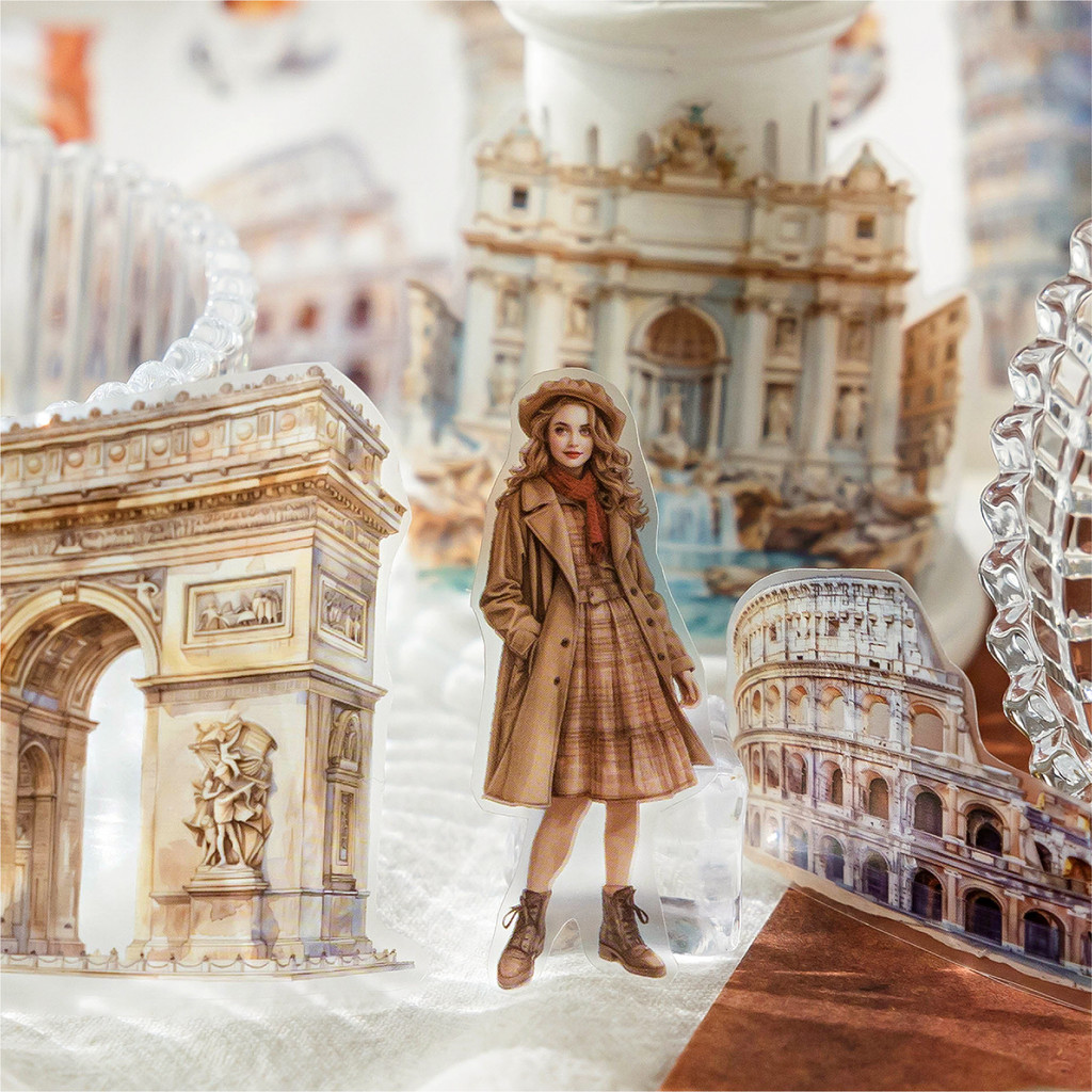 

6Style 1Roll/bag Travel Scenic Story Series Die Cut Tape Creative DIY Handbook Scrapbook