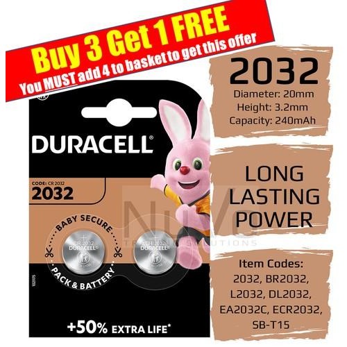RYLU Baterai Duracell Cr2032 Cr2025 Cr2016 Lithium 3V (Isi 1 Pcs) Baterai Duracell Cr2025