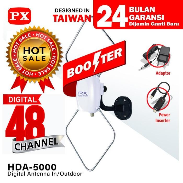 Bagus Antena Tv Digital Dvbt2 Indoor Outdoor Booster Antenna Analog 4K Px Hda-5000 Termurah