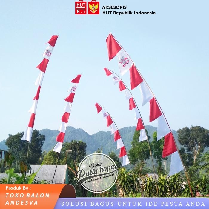 (Allthebest) bendera umbul umbul warna warni / bendera kain zig zag / Bendera Umbul Umbul Merah