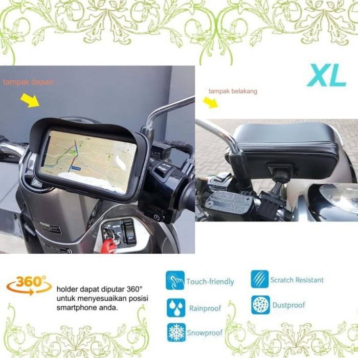 (Allthebest) Holder HP Waterproof + Kanopi pasang Stang Motor Size XL (7in)