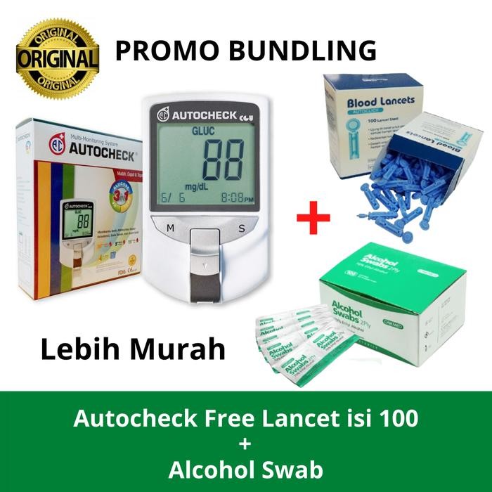 KEQZ Autocheck Free Lancet Isi 100 + Alcohol Swab