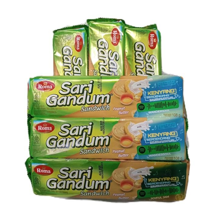 

4ZMI Sari Gandum Rasa Kacang 1Pak Isi 6Pcs @ 108G Biskuit Sandwich Dengan Telur,Susu Dan